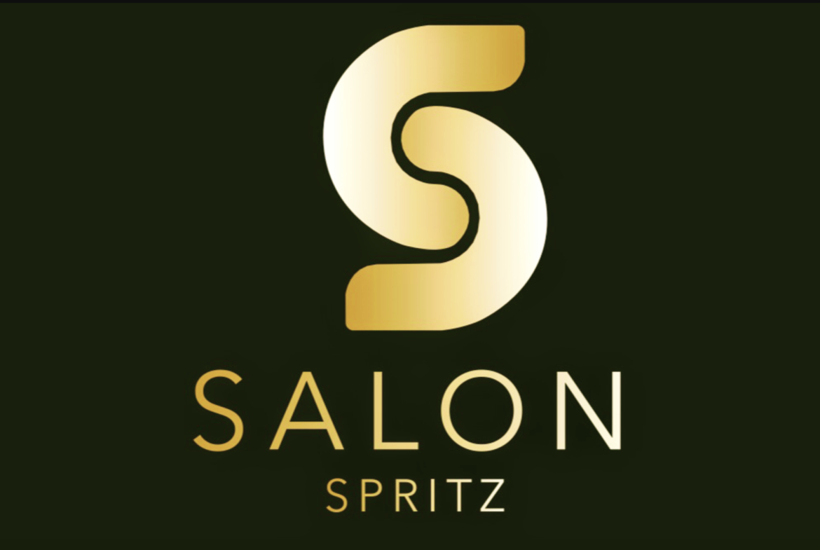 Elegant salon logo featuring gold and black design for Salon Renter and Spritz.